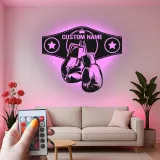 Insegna in metallo personalizzata con cintura di campione di boxe e luce LED regalo unico per pugili decorazione per palestra o man cave