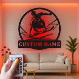 Lumière personnalisée pour skateur | Décoration murale en métal avec nom personnalisé | Cadeau de skateboard pour la décoration de chambre d'ado