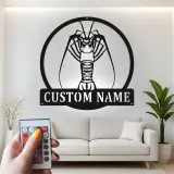 Panneau LED en métal personnalisé de écrevisse | Décor cajun personnalisé | Art de cuisine de fruits de mer extérieur