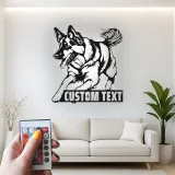 Arte da parete LED in metallo con Pastore Tedesco | Insegna personalizzata con nome del cane | Regalo commemorativo personalizzato per amanti dei cani
