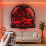 Custom Dump Truck Led Light Metal Wall Art Personalized Gift for Truck Enthusiast Garage or Man Cave Decor 1