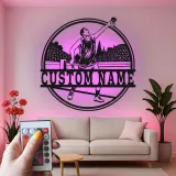 Custom Discus Thrower Led Light Metal Wall Art Athlete Gift for Sports Enthusiasts Game Room Decor