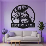 Custom Moose Metal Sign with LED | Personalized Wildlife Wall Art | Rustic Cabin & Lodge Decor for Hunter Gift