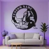 Panneau en métal LED BJJ personnalisé | Art mural de jiu-jitsu personnalisé | Décor de dojo d'arts martiaux | Cadeau de grappling pour lui