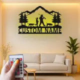 Décoration murale en métal personnalisée pour famille de chasseurs avec éclairage LED