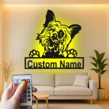 Custom Papillon Dog Led Light Metal Wall Art Personalized Pet Parent Gift Living Room or Bedroom Decor