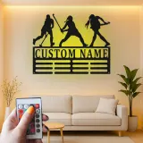 Insegna LED personalizzata per hockey su prato | Insegna da parete in metallo con nome su misura | Regalo per atleta o squadra | Arredo camera