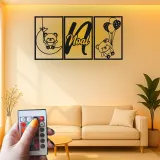 Cartel de nombre de oso de peluche personalizado | Arte mural de metal LED para guardería | Decoración de habitación de bebé personalizada | Regalo de recuerdo para recién nacidos