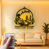 Custom Santa Sleigh Led Light Metal Wall Art Christmas Gift for Families Festive Living Room Decor