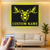 LED Moose Head Metal Sign | Custom Wildlife Wall Art | Personalized Rustic Cabin & Lodge Decor | Hunter Gift Idea