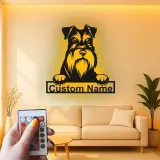 Insegna Personalizzata per Schnauzer | Arte in Metallo LED | Decorazione per Ritratto di Animali | Regalo per Amanti dei Cani