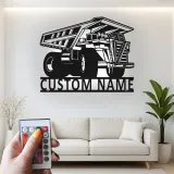 Custom Dump Truck Led Light Metal Wall Art Personalized Gift for Construction Enthusiasts Garage or Kid's Room Decor