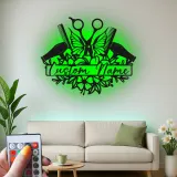 Personalized Hair Stylist Sign | Custom LED Metal Wall Art for Salon Decor | Beauty Studio Nameplate