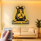 Cartel de metal LED de Schnauzer personalizado, regalo para amantes de los perros, decoración para el salón