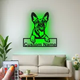 Cartel de metal LED personalizado de pastor alemán, regalo para amantes de los perros, decoración para la sala de estar 1