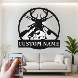 Insegna LED in metallo personalizzata per caccia e pesca | Arredo per baita per sportivi | Arte rustica per man cave