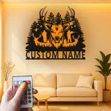 Cartel de metal LED de cazador de ciervos, regalo personalizado para cazadores, decoración rústica de cabaña