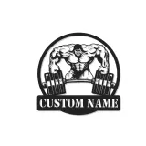 Insegna in metallo personalizzata con luce LED Bodybuilder regalo per appassionati di fitness decorazione per palestra