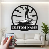 Insegna in metallo LED per Paddle Board | Insegna SUP personalizzata | Decorazione costiera su misura per casa al mare e casa al lago