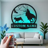 Personalisierte Cowboy-Rodeo-LED-Metall-Wandkunst – Western-Geschenk für Ihn, rustikale Ranch-Deko