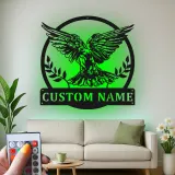 Custom Eagle Led Light Metal Wall Art Personalized Gift for Nature Lovers Living Room or Office Decor