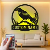 Raben Silhouette LED Schild | Individuelle Metall Wandkunst | Personalisierte Gothic Krähen Dekor für Zuhause, Garten & Halloween Geschenk