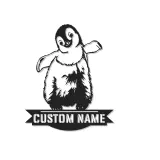 Insegna LED in metallo con pinguino personalizzata | Arte da parete per cameretta | Decorazione luminosa con nome del bambino | Regalo premium pulcino imperatore