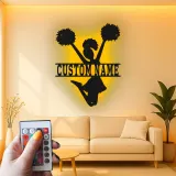 Insegna in metallo LED a silhouette di cheerleader personalizzata regalo per appassionati di cheer decorazione camera teen
