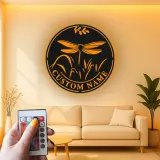 Décoration murale en métal LED personnalisée Libellule Cadeau pour amoureux de la nature Décor de jardin ou patio 1
