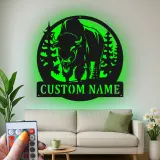 Décoration murale en métal LED personnalisée Bison Cadeau faunique pour les amoureux de la nature Décor de chalet rustique