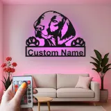 Cartel de metal LED personalizado de Labrador Retriever regalo para amantes de los perros decoración de sala 2