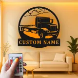 Cartel de metal LED personalizado de camión de plataforma regalo para conductores de camiones decoración de garaje u oficina
