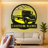 Cartel de metal LED personalizado de camión de plataforma regalo para conductores de camiones decoración de garaje u oficina