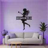 Insegna personalizzata con nome fata e LED | Insegna in metallo personalizzata per cameretta bambina | Decorazione magica per nursery | Decorazione da parete fiabesca