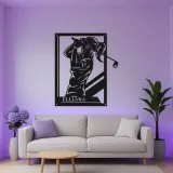 Panneau en métal personnalisé de golfeuse | Décoration murale LED personnalisée | Cadeau pour amoureuse du golf | Décor de salle de sport