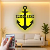 Insegna in metallo personalizzata con ancora e luce LED regalo nautico per amanti delle barche decorazione casa al mare