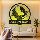 Cartel de metal LED de batería Regalo para músico con nombre personalizado Decoración de sala de música