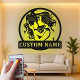 Silueta personalizada de madre e hijo | Decoración mural de metal LED | Decoración personalizada para habitación infantil y regalo para nueva mamá