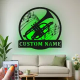 Insegna in metallo LED a forma di tromba personalizzata Regalo per musicisti Decorazione per stanze musicali per amanti della musica 2