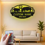 Cartel de metal LED de granja de cerdos personalizado Regalo para agricultores Decoración rústica de granero