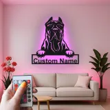 Custom Cane Corso Led Light Metal Wall Art Personalized Dog Lover Gift Living Room Pet Decor
