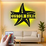 Letrero LED personalizado con estrella de mar | Arte mural de metal | Decoración náutica para casa de playa | Idea de regalo para negocio y hogar costero