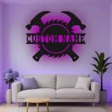 Décoration murale en métal personnalisée avec éclairage LED d'outils de menuisier