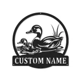 Cartel de metal LED de familia de patos personalizado Regalo para amantes de la naturaleza Decoración de vida silvestre