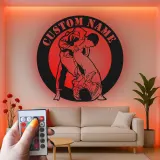 Panneau en métal LED BJJ personnalisé | Art mural de grappling personnalisé | Décor de dojo d'arts martiaux