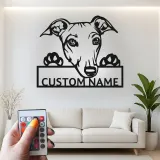 Cartel de metal LED personalizado de Galgo, regalo para amantes de los perros, decoración para el salón 1