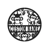 Cartel de nombre de mono personalizado | Arte mural de metal LED para guardería | Decoración de animales de la jungla para la habitación infantil | Regalo de baby shower personalizado