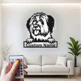 Cartel de metal personalizado con perro ovejero inglés antiguo y luz LED, regalo personalizado para dueños de mascotas, decoración de perro para la sala de estar