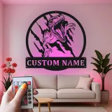 Décoration murale en métal personnalisée avec lumière LED en forme de dinosaure pour la chambre ou la salle de jeux des enfants