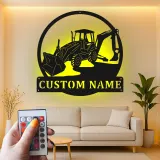 Cartel de metal LED personalizado de excavadora para regalo de entusiasta de la construcción